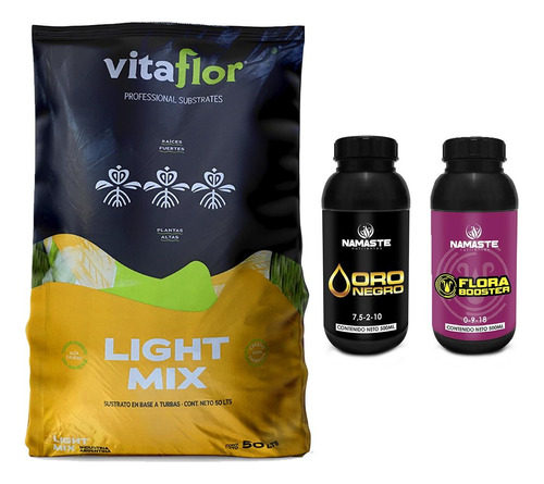 Sustrato Vitaflor Lightmix 50lts Con Oro Negro Flora 500ml