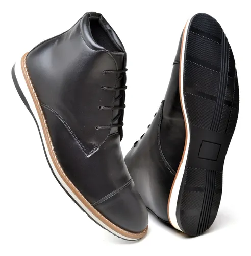 Kit Bota Masculina Casual Coturno Cano Médio Cinto Carteira