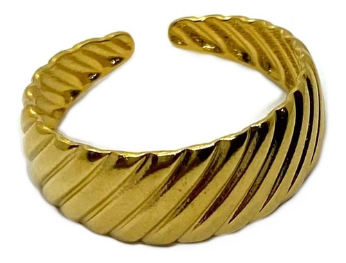 Anillo Estilo Croissant De Acero Dorado