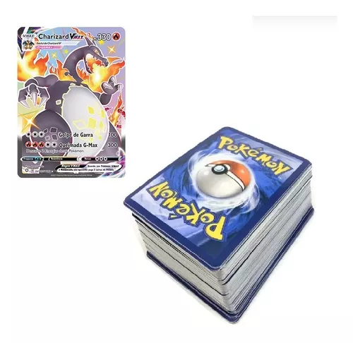 Lote 100 Cartas Pokémon Com Uma Carta Vmax Aleatoria