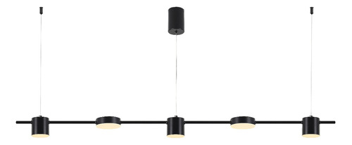 Lustre Linear Preto Pendente Led 30w Luz Amarela Sala Jantar