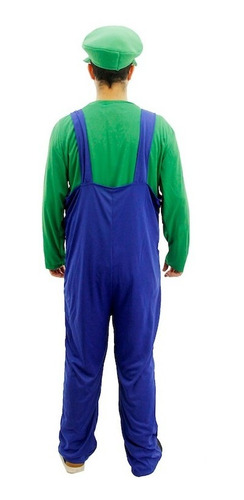 Imagen 8 de 8 de Disfraz De Luigi De Mario Bros Con Bigote Adulto