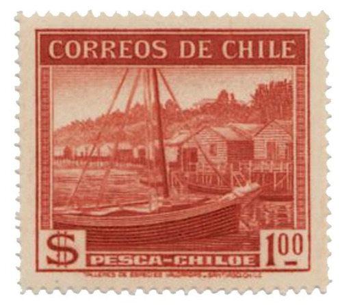 Antiguo Sello Correos De Chile S Pesca Chile 1938