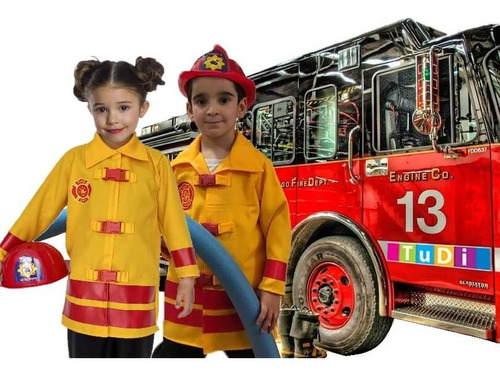 Traje De Un Bombero - Disfraz Infantil - Disfraces Bomberos Con Casco - Disfraz De Bombero - Disfraces Para Niñas Y Niños Uniforme Oficios Y Trabajos