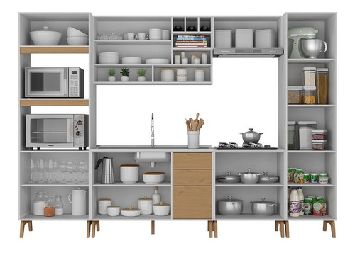 Imagen 7 de 8 de Mueble De Cocina Bajo Mesada + Aereos + Alacena Madera V Lcm