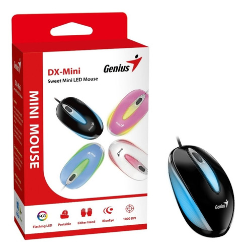 Mini Mouse Genius Dx-mini Usb Luz Rgb Negro