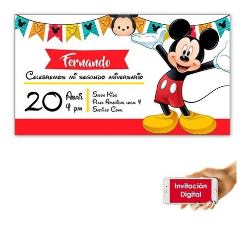 Invitación Digital - Mickey Mouse - Personalizada