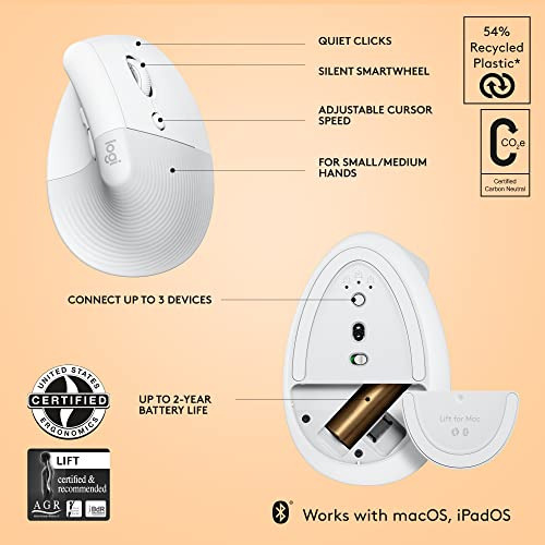 Mouse Ergonómico Vertical Inalámbrico Logitech Lift Para