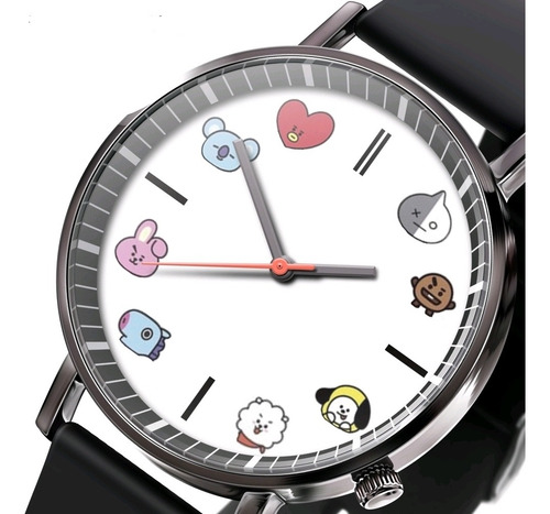 Reloj Analógico De Cuarzo Logo Bts Color Negro