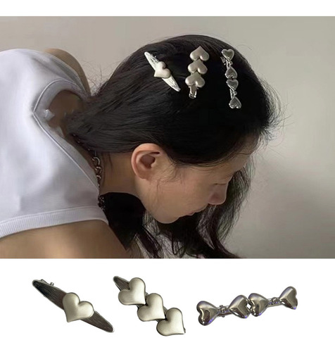 (b) Pinzas Para El Cabello Coreanas Con Forma De Corazón En