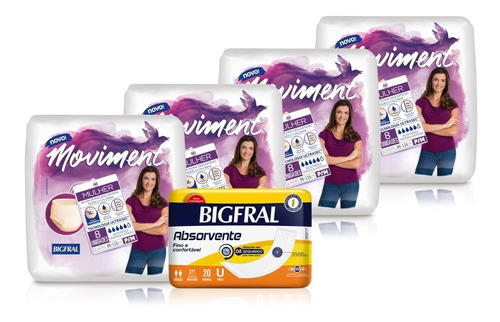 Kit Roupa Íntima Moviment Fem P/m + Absorvente Bigfral