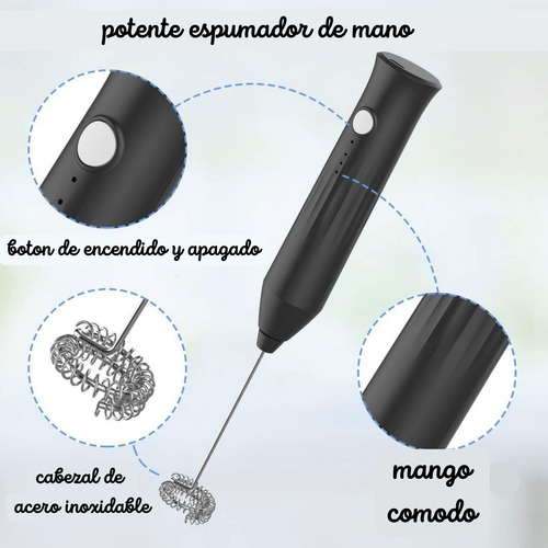 Espumador Batidor Mesclador De Leche Cafe Electrico Crema Blanco