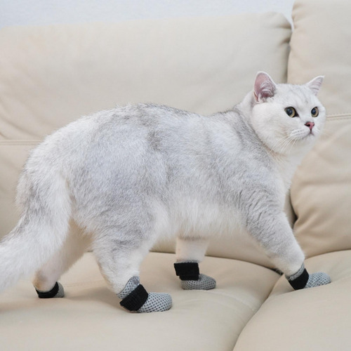 4 Uds. Cubre Pies Para Mascotas, Botas Para Gatos, Gris M