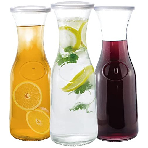 Glass Carafe Pitcher 1 Liter Clear Zero Lead For Water,...