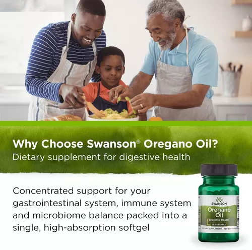 Swanson Aceite de orégano 10:1 Extracto natural Suplemento  natural que promueve la salud digestiva, respiratorio y urinario apoyo para  la salud del tracto urinario (120 cápsulas blandas, 150 mg cada 