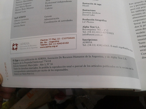 Revista De Rrhh Ergo Año 3 Número 16 Adrha Re5