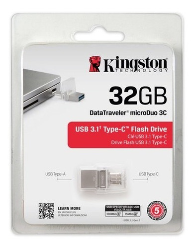 Memoria Usb 3.0 Y Usb Tipo C Kingston Micro Duo 32gb