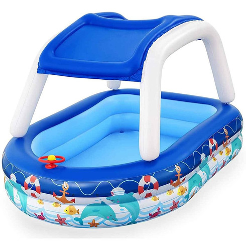 Alberca Inflable Infantil Con Techo 282l Bestway 54370 Azul Marino