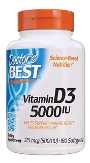 Vitamina D3 5000 Iu 180 Cápsulas Sistema Inmune Huesos 