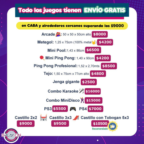 Imagen 3 de 10 de Alquiler Metegol Tejo Juegos Ping Pong Pool Jenga Arcade Ps4