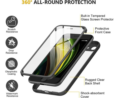 .funda Case For iPhone SE 2020/2022 Uso Rudo Cubierta Rígida