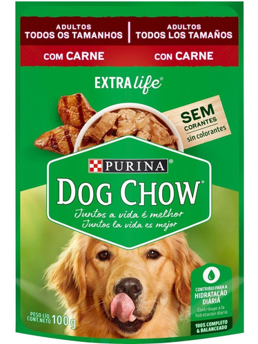 Alimento Dog Chow Salud Visible Sem Corantes para cão adulto todos os tamanhos sabor carne em saco de 100g