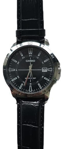 Reloj pulsera Casio Relógio masculino casio mtp-v004l-1cudf prata con correa de cristal mineral color plata - fondo negro - bisel plateado