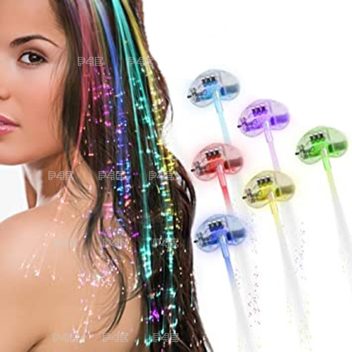 Extensiones Pelo Luminosa Led Colores Surtidos Cotillon X 5u