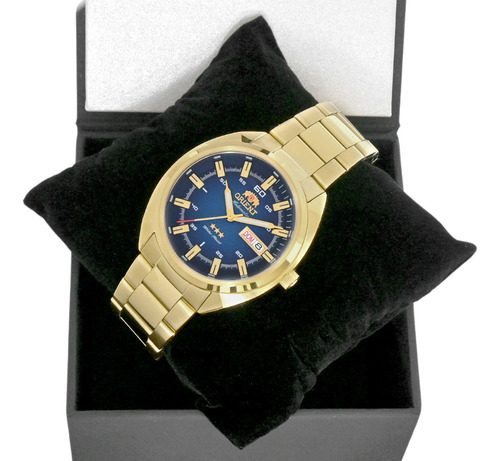Relógio Orient Masculino Automático Dourado Azul Nh3gg006