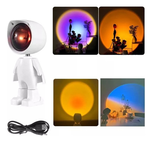 Robot Led Proyector Astronauta Luz Usb Luz Nocturna