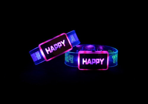 Pulseras Brazalete Happy Led Silicona Cotillon Luminoso X 10