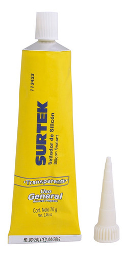 Silicón Uso General Surtek Tubo Transparente Contenido 70gr