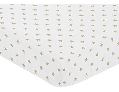 Gold And White Star Baby O Toddler Fitted Crib Sheet Para Co