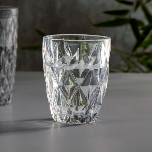 Copos De Vidro Diamond Transparente 270ml 2 Peças - Lyor