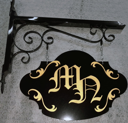 Cartel Colgante De Hierro Con Logo O Letras En Impresion 3d Negro