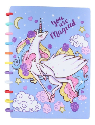 Libreta De Notas Cuaderno 21*29 C/bisagra 360-unicornio Color Multicolor