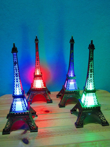 16 Torres Francia Paris Eiffel C/ Luces Led Metalicas 18 Cm