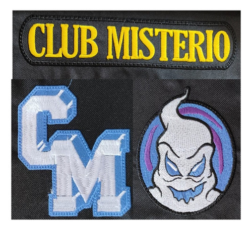 3 Parches Bordados Club Misterio  Cm