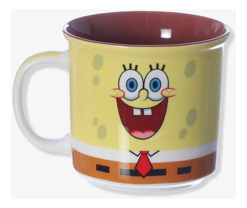 Caneca Bob Esponja Calça Quadrada Zona Criativa Cor Amarelo