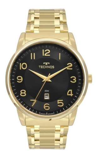 Relogio Masculino Technos Dourado Classic Steel Com Data