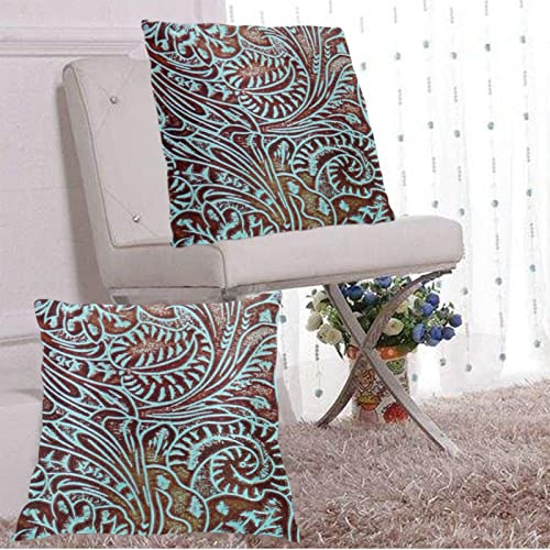 Mahito Set Of 2 Throw Pillow Cover Southwestern Aqua Brown T
