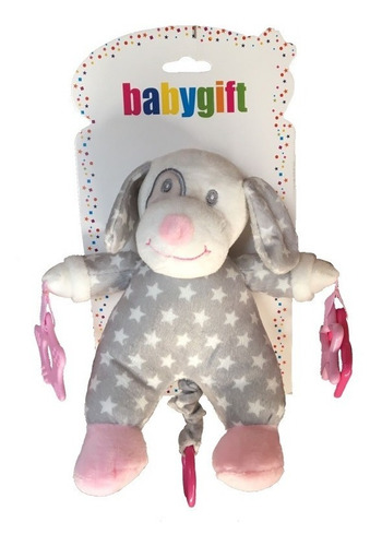 Colgante Para Bebe, Perrito Gris Con Sonajero Y Mordillo