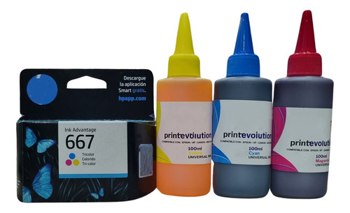 Cartucho Color 667 + Tinta Para Deskjet 2775 2776 6475 6476