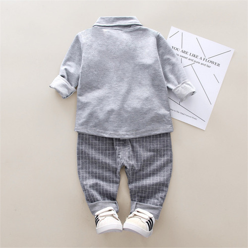 Conjunto Primavera De 2 Pcs Con Camisa Y Pantalón Para Bebé Gris 18-24 M