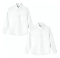 Comprar 2 Camisas Escolar Blanca Uniforme Manga Larga Vestir Formal
