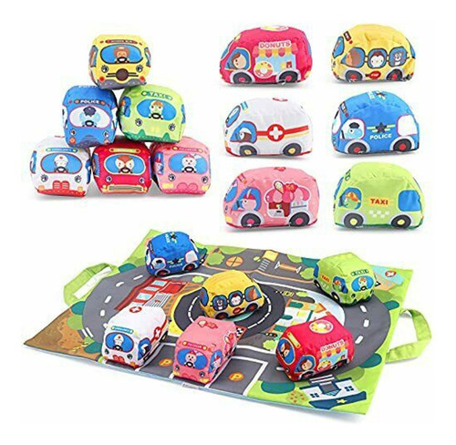 Pista Con Autos De Tela Para Bebés Huanger Color Multicolor