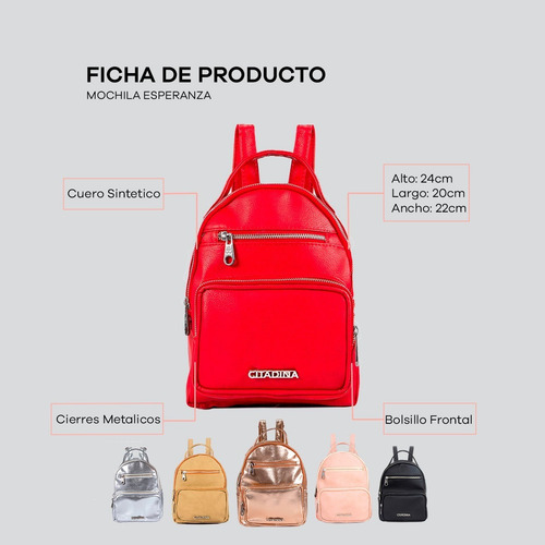 Imagen 3 de 6 de Mochila Bolso Cartera Citadina Con Bolsillo Frontal