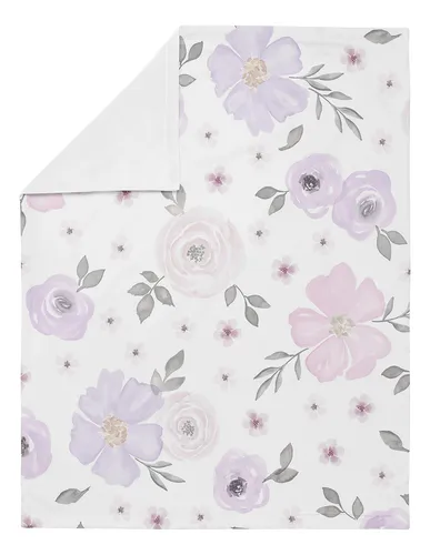 Manta Shabby Chic Para Bebé Niña Rosa Acuarela Lavanda