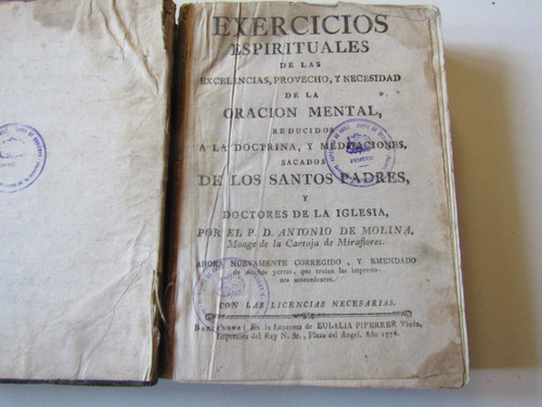 Ejercicios Espirituales P.d. Antonio De Molina 1776