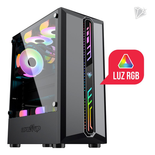 Gabinete Gamer Cassiopeia Atx Vidrio Templado X1 Fan Rgb 1 cooler Mid tower